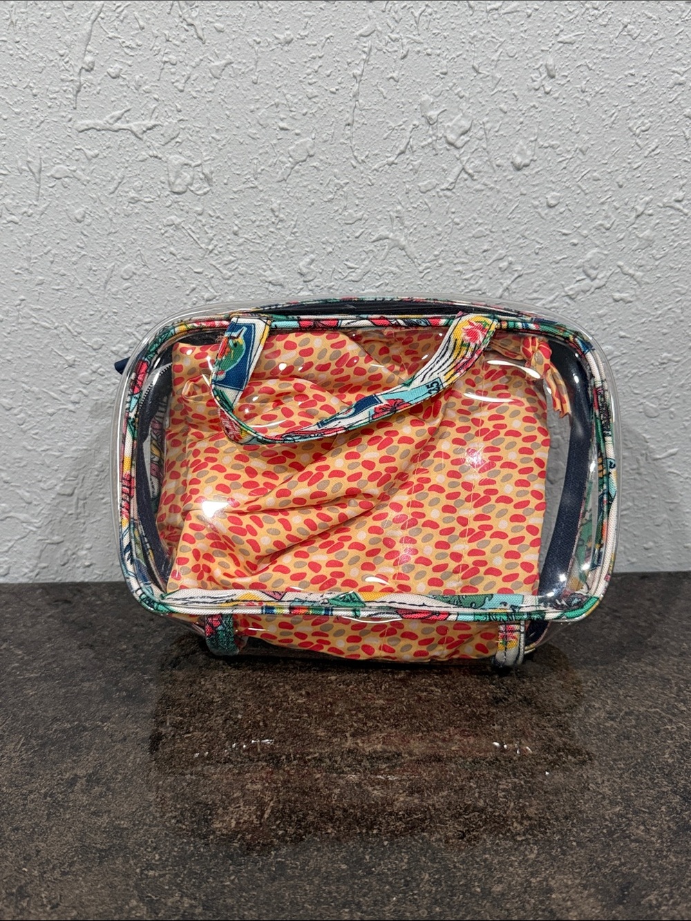 Vera Bradley Beach Clear Cosmetic Bag Cuban Stamps‎ Print